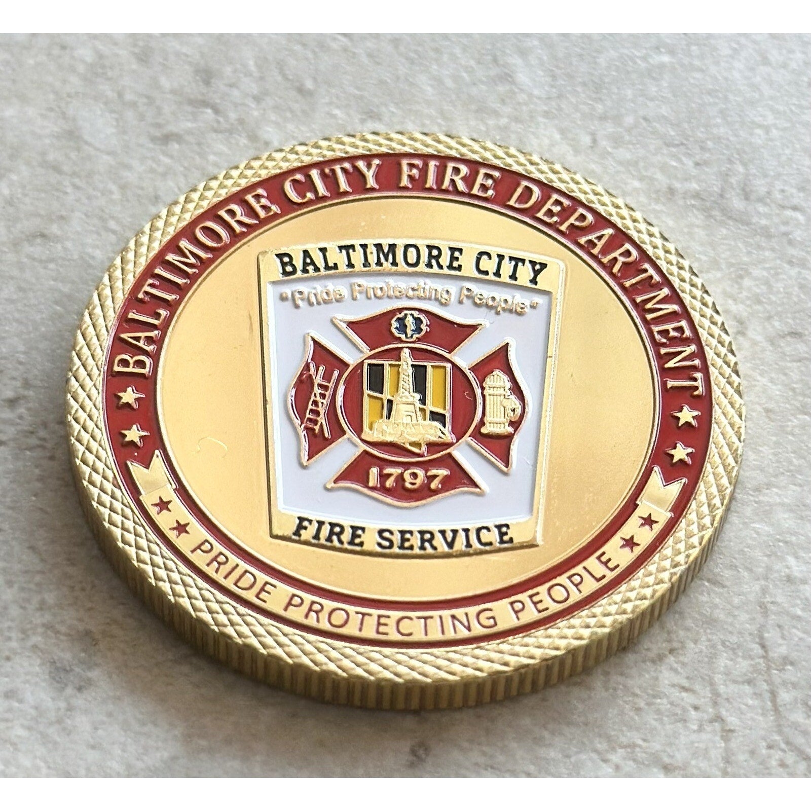 BALTIMORE CITY FIRE DEPT. Challenge Coin w/ Retirement Award