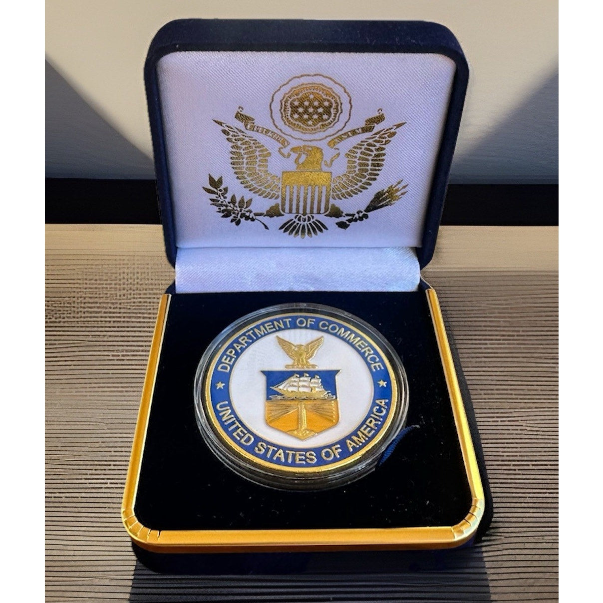Department of Commerce Challenge Coin With Blue Velvet Case. Fast Shipping!