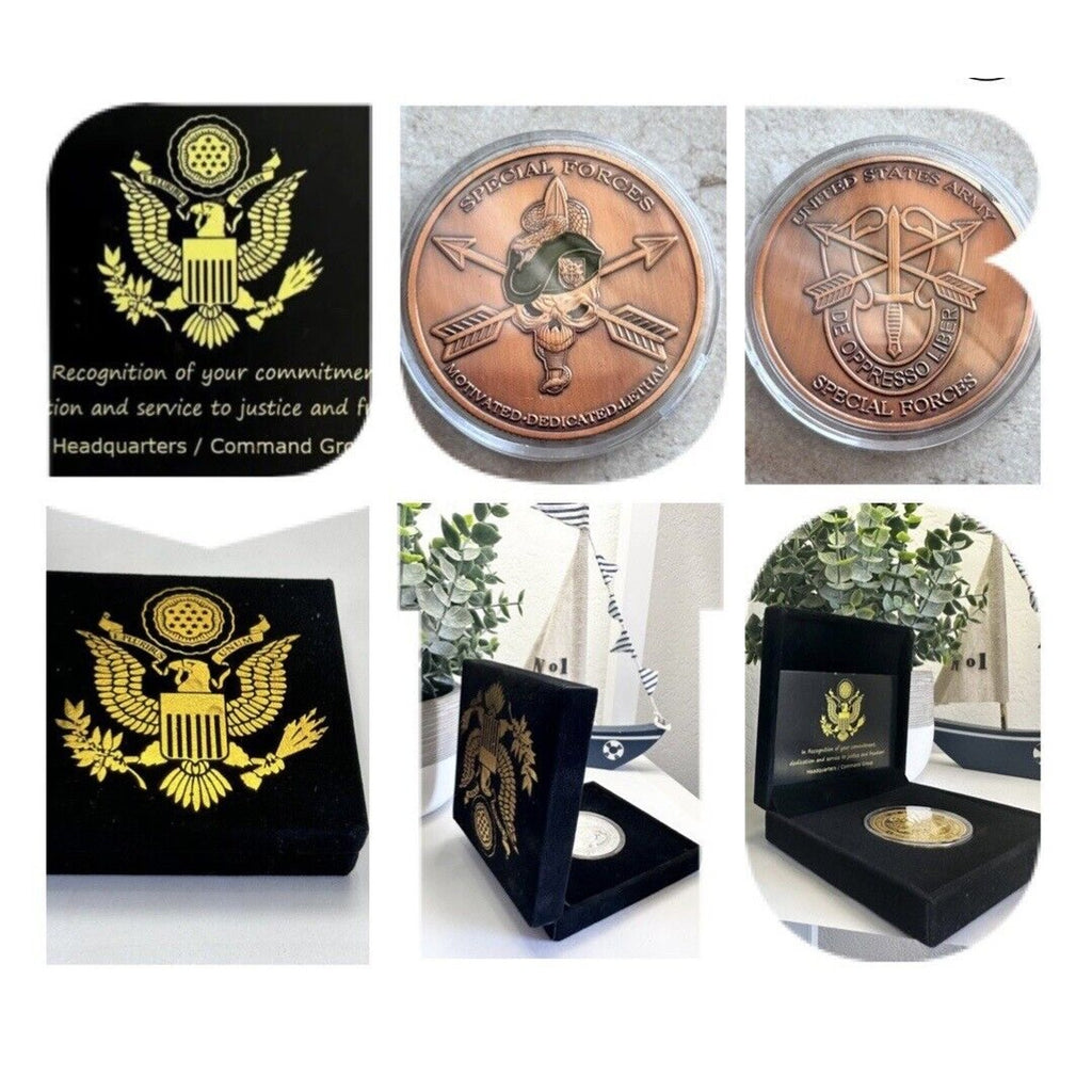 Army Special Forces Challenge Coin Motivated Dedicated Lethal Military & Case