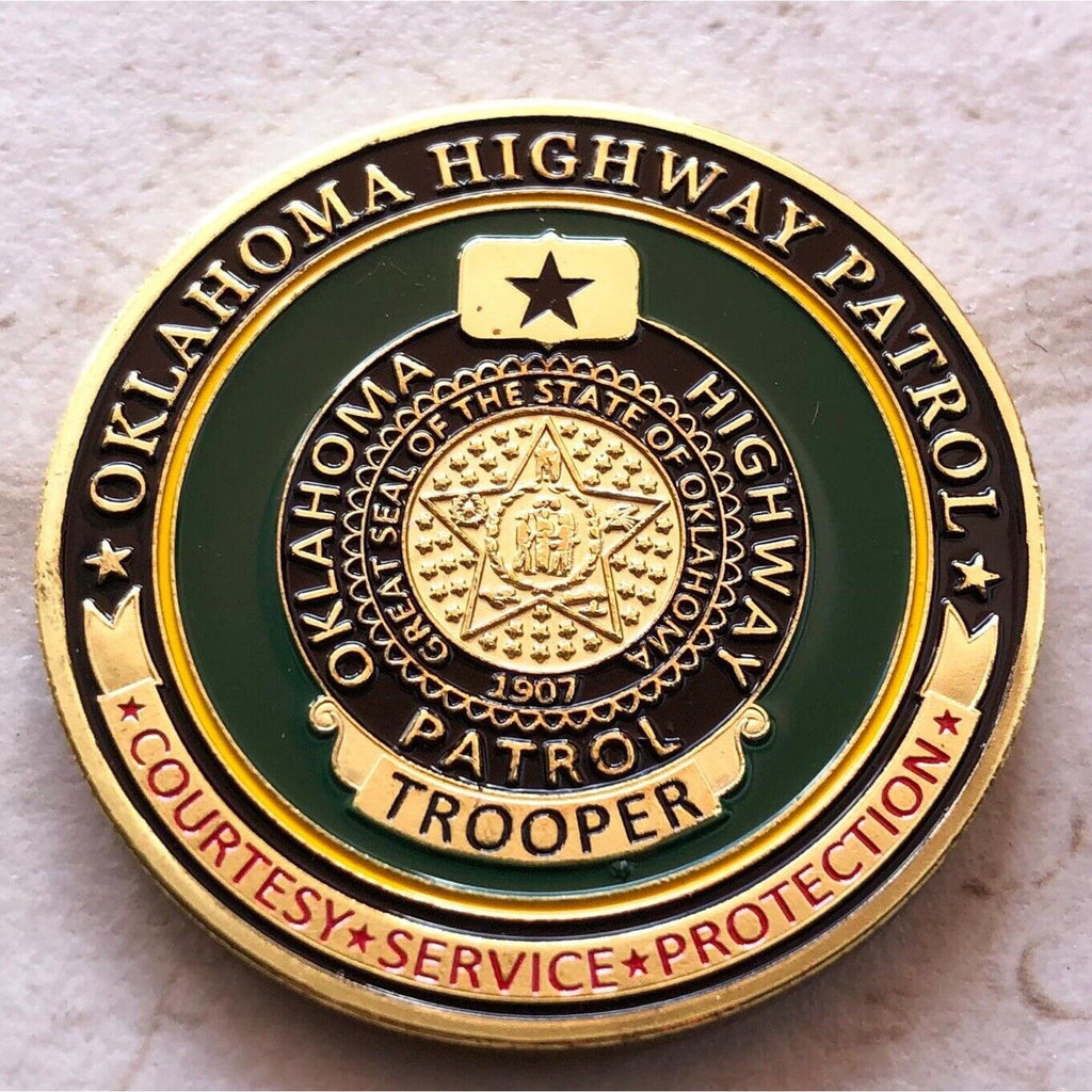 Oklahoma Highway Patrol Officer Badge Challenge Coin Retirement Award
