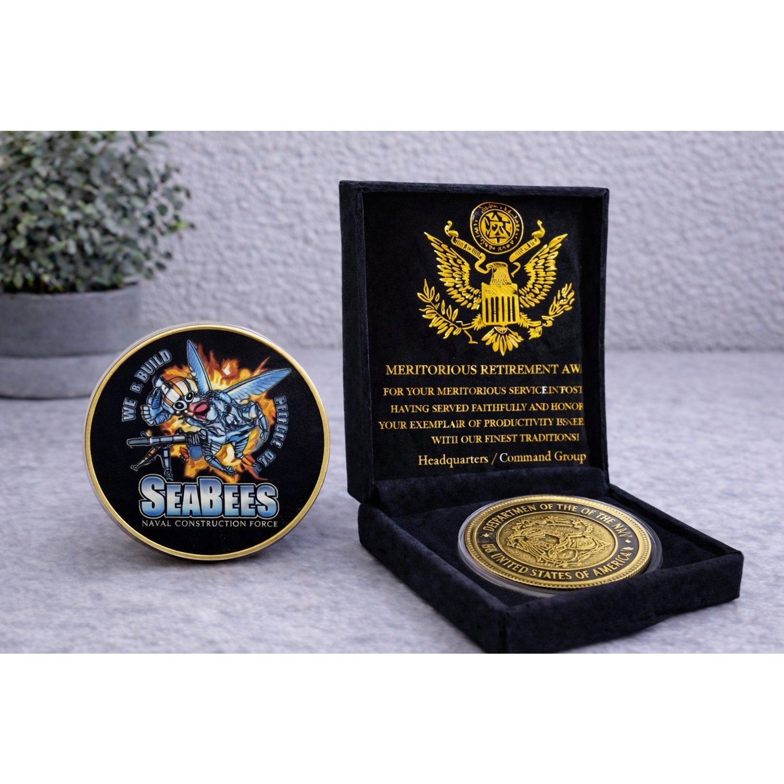 US Navy Seabees "Constuimus Batuimimus" We Build-We Fight w/ Retirement Award