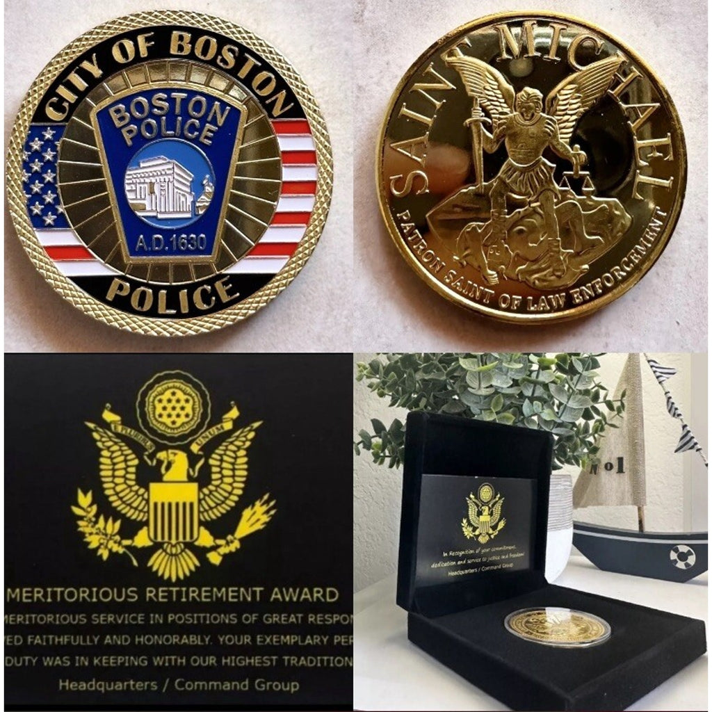 CITY OF BOSTON POLICE DEPT Challenge Coin With Retirement Award