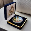 Copied - USN - US NAVY - USS CORAL SEA CV-43 Challenge Coin With Blue Velvet Case
