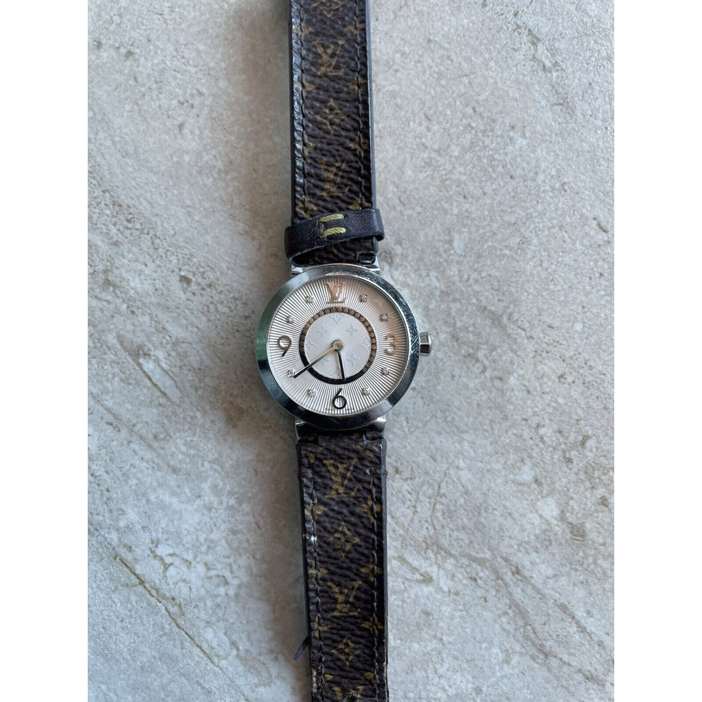 LOUIS VUITTON Tambour Slim Monogram, Quartz, 28mm, Stainless Steel Pre-owned