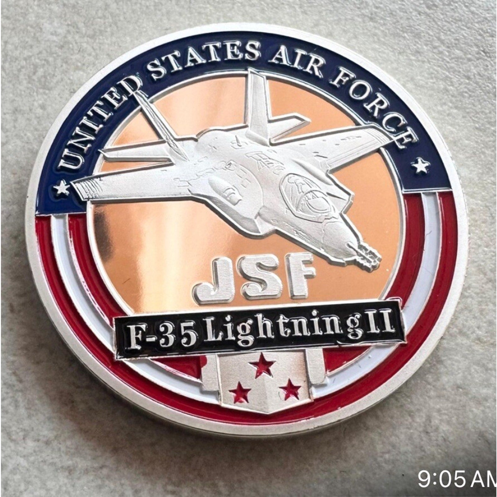 F-35 Lightning JSF USAF Air Force Navy Coin With Retirement Award