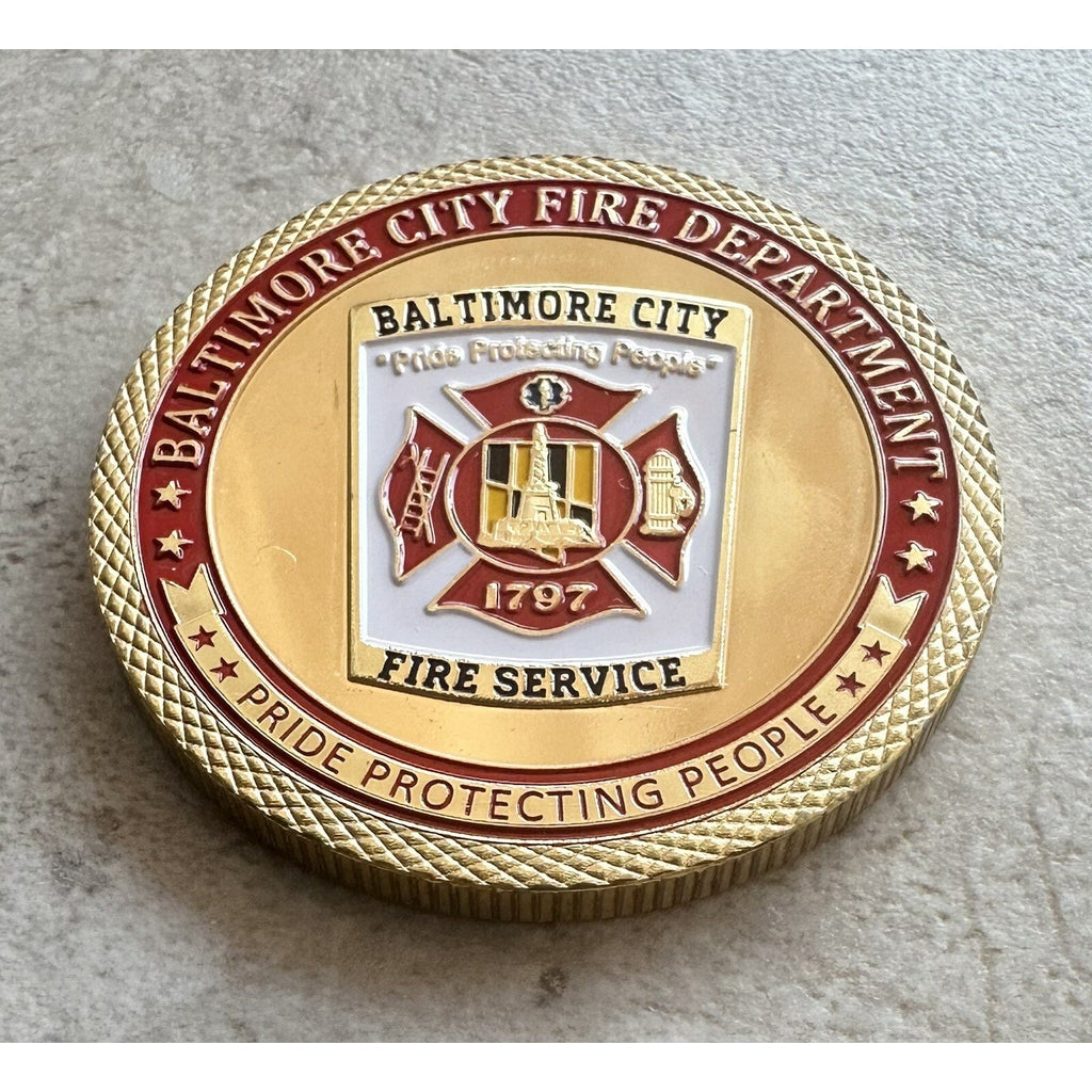 BALTIMORE CITY FIRE DEPT. Challenge Coin w/ Retirement Award