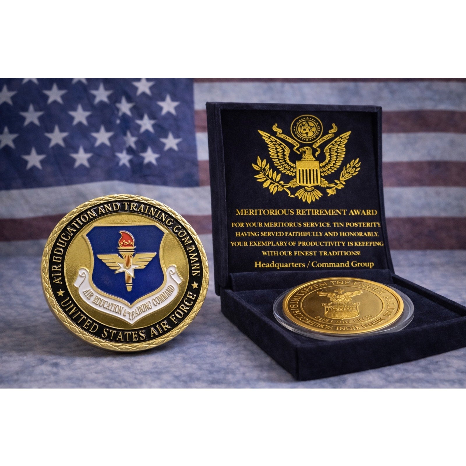 US AIR FORCE Air Education & Training Command Challenge Coinw/ Retirement Award