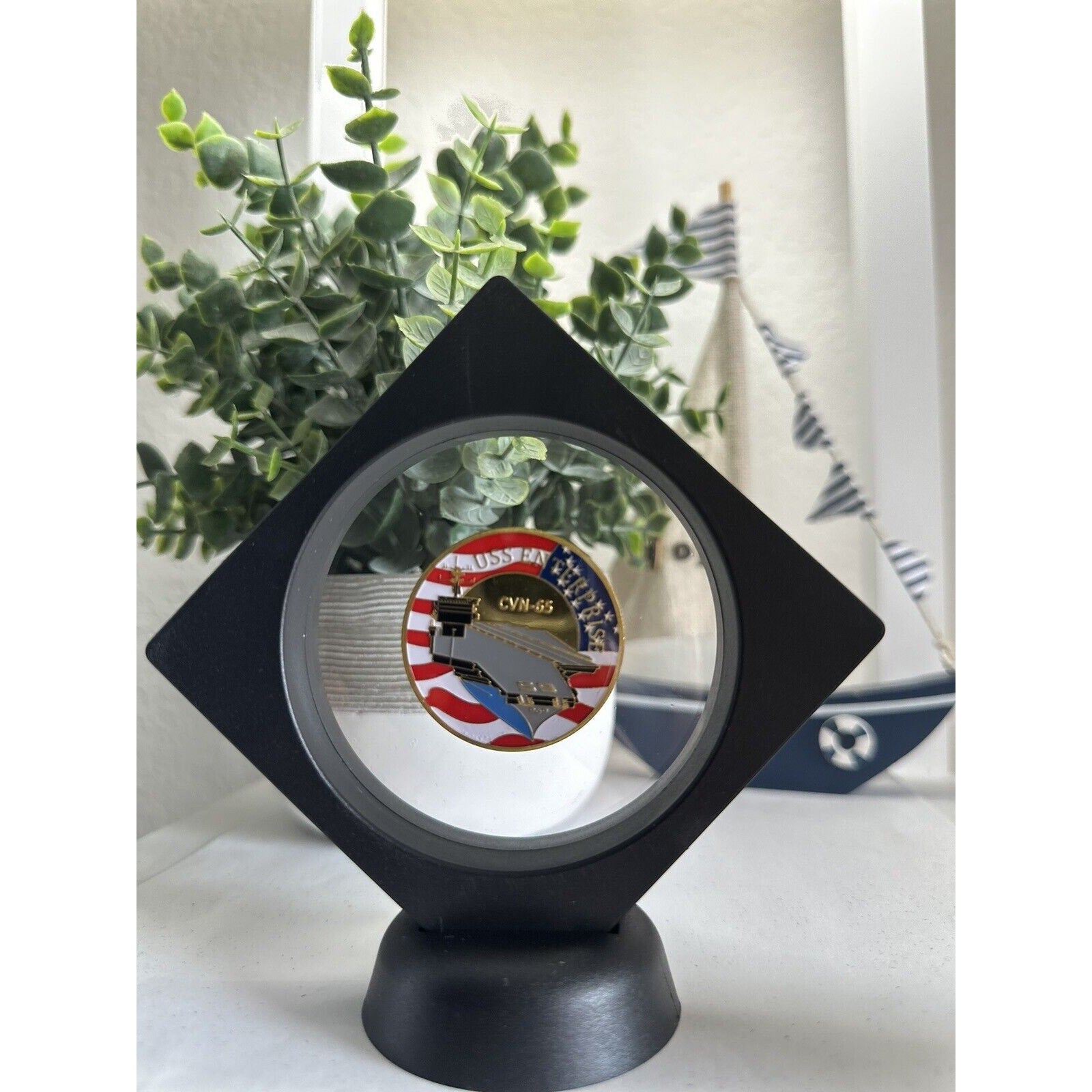 US NAVY - USS ENTERPRISE CVN-65 Aircraft Carrier Coin With 3D Display Case