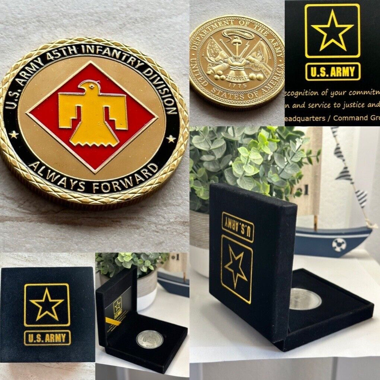 US ARMY 45th INFANTRY DIVISION Challenge Coin w/ Presentation Box