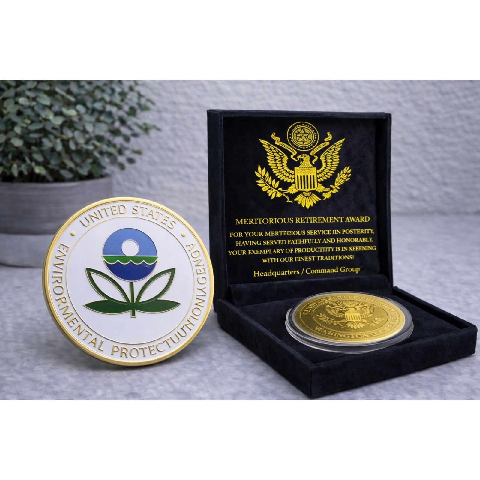 ENVIRONMENTAL PROTECTION AGENCY (EPA) Challenge Coin USA w/ Retirement Award