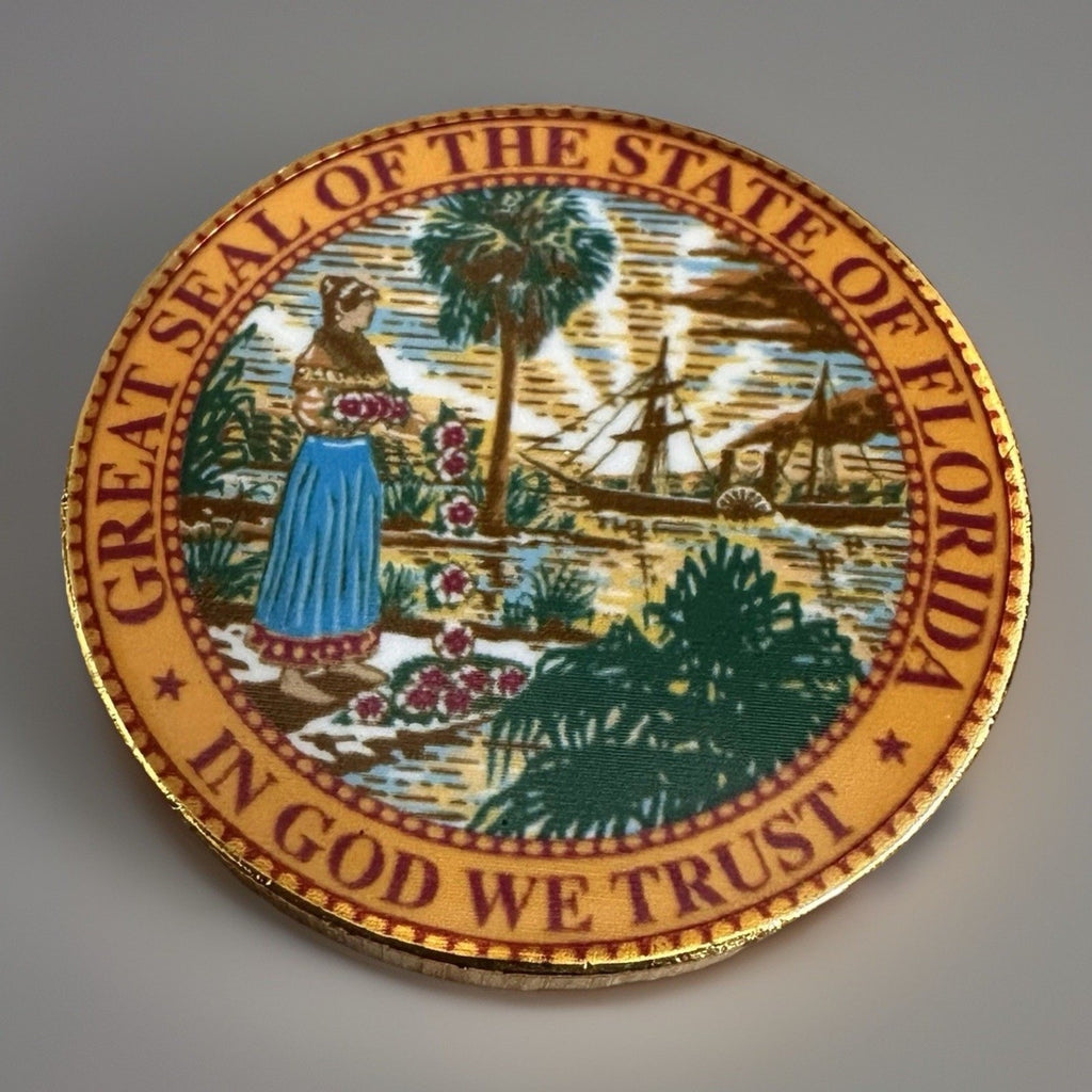 Great State of FLORIDA State Seal Colorized Collectible Challenge Coin W/ Case