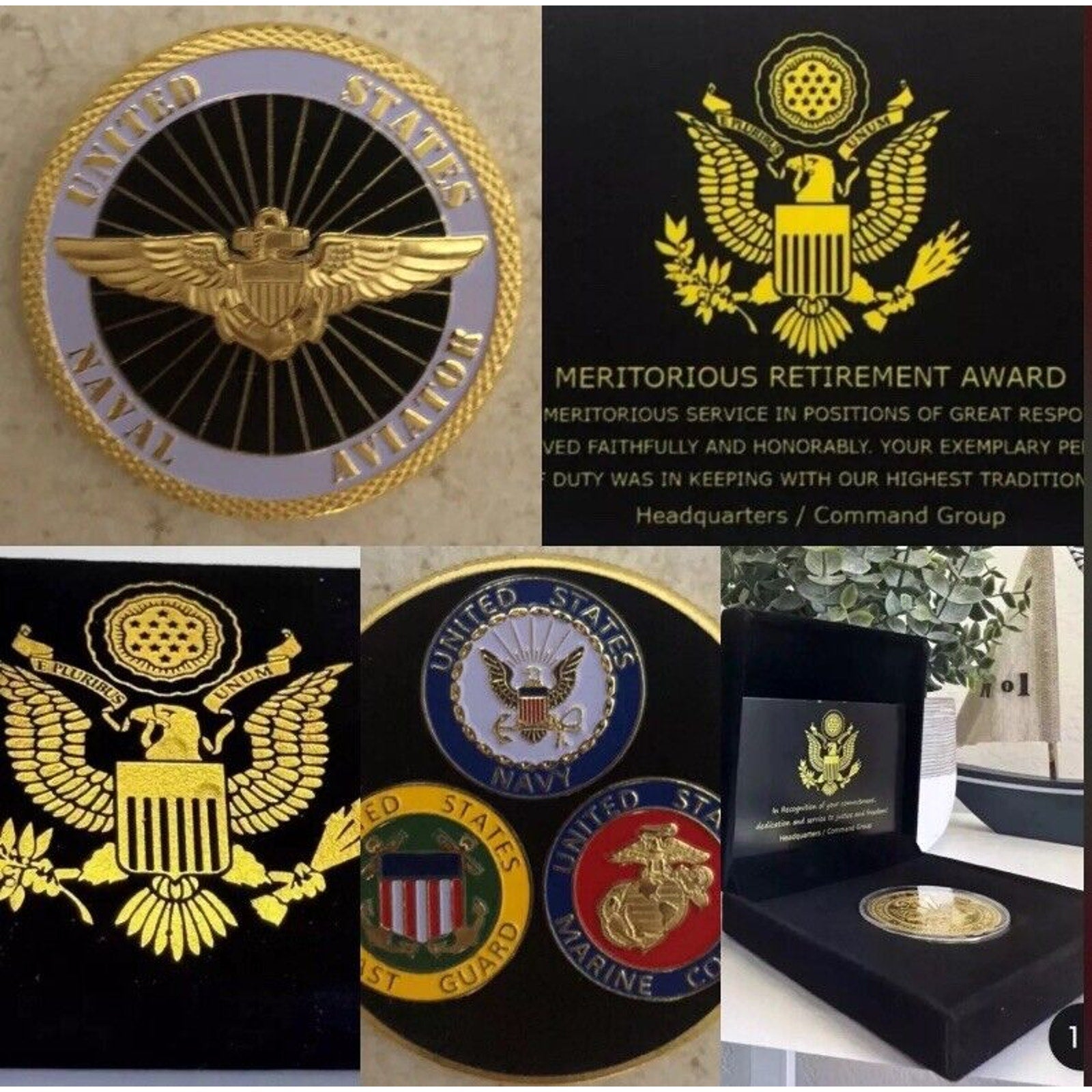 USN NAVAL AVIATOR GOLD WINGS PILOT TOP GUN AVIATION Coin Retirement Award