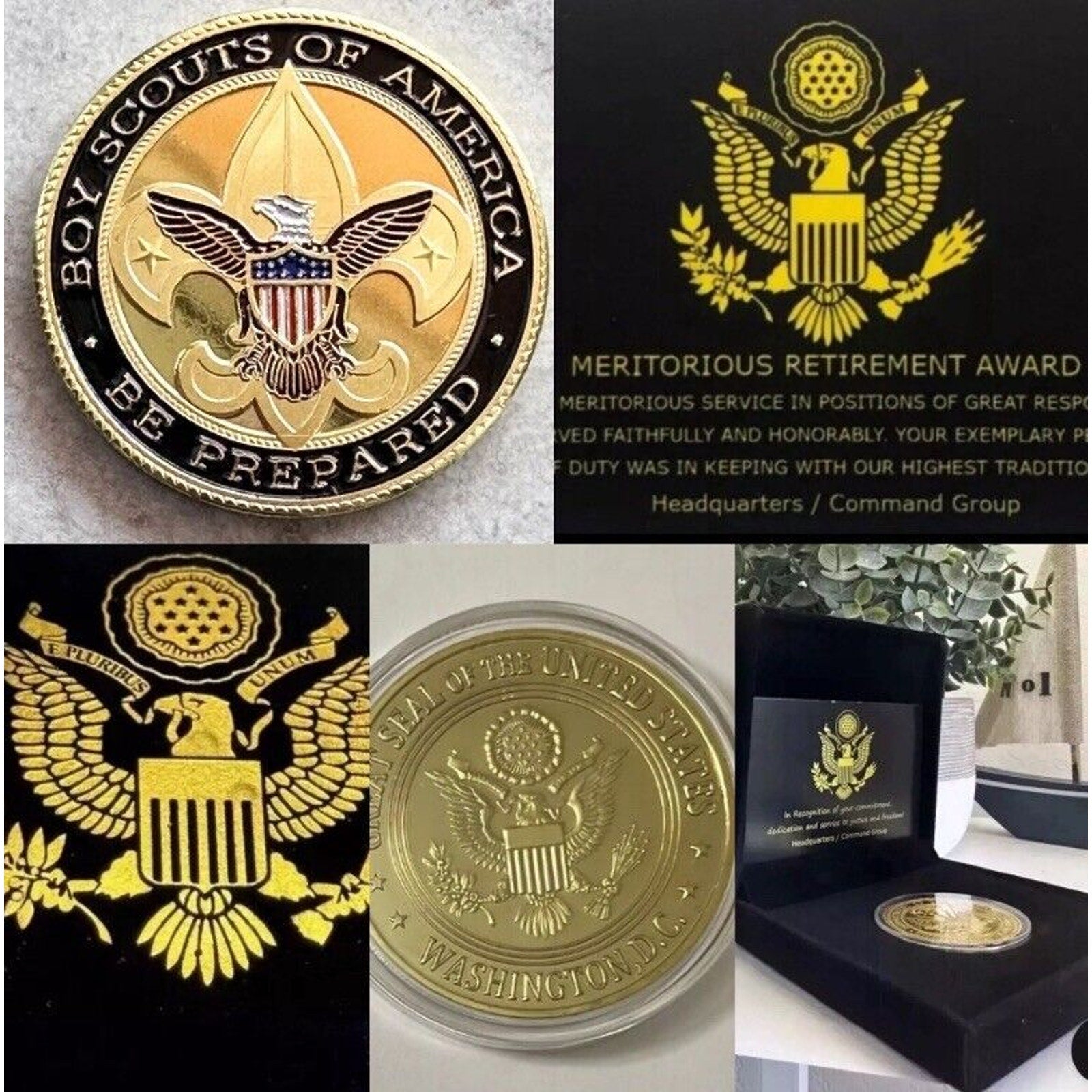 BOY SCOUTS OF AMERICA Challenge Coin With Retirement Award