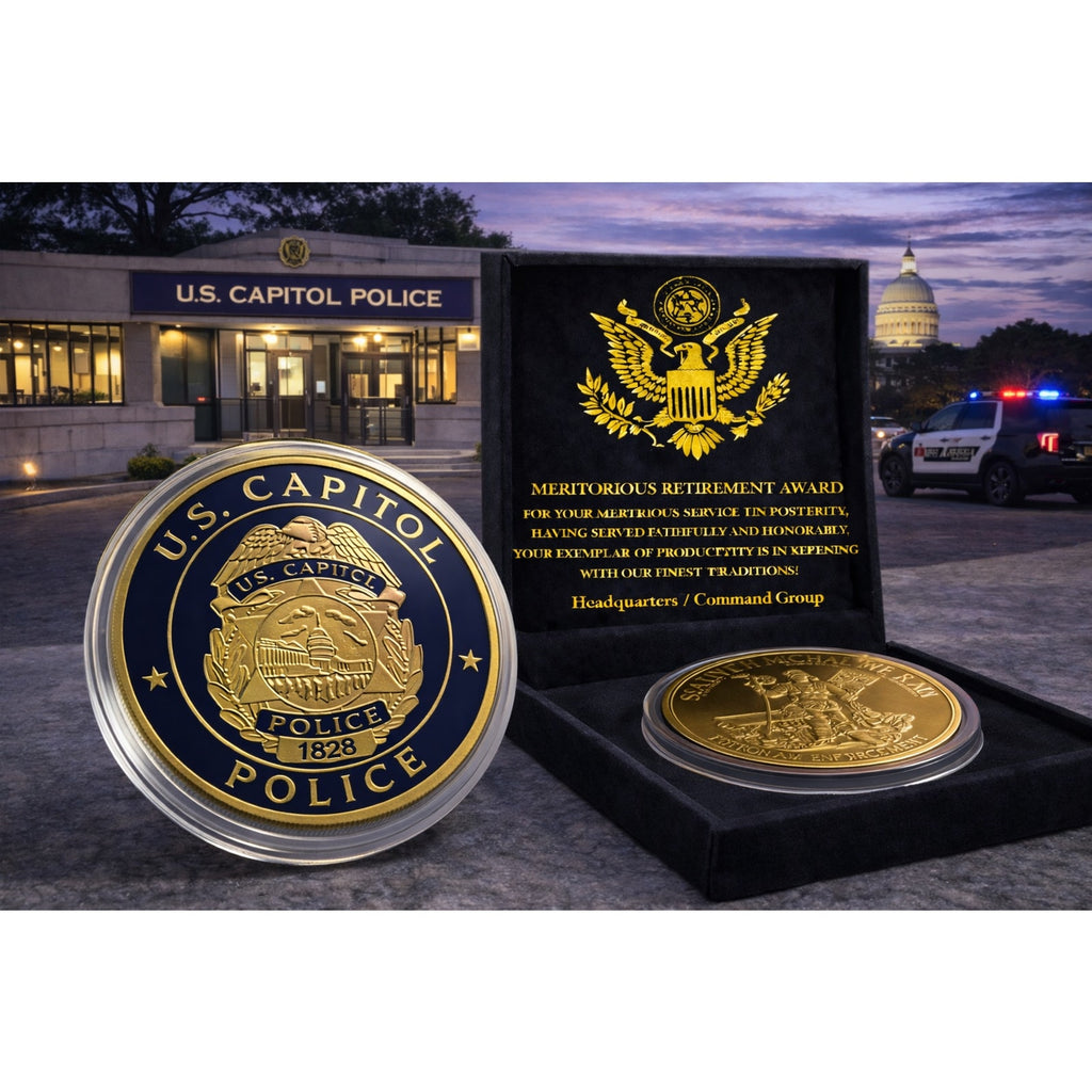 UNITED STATES US CAPITOL POLICE-Washington DC Challenge Coin w/ Retirement Awar