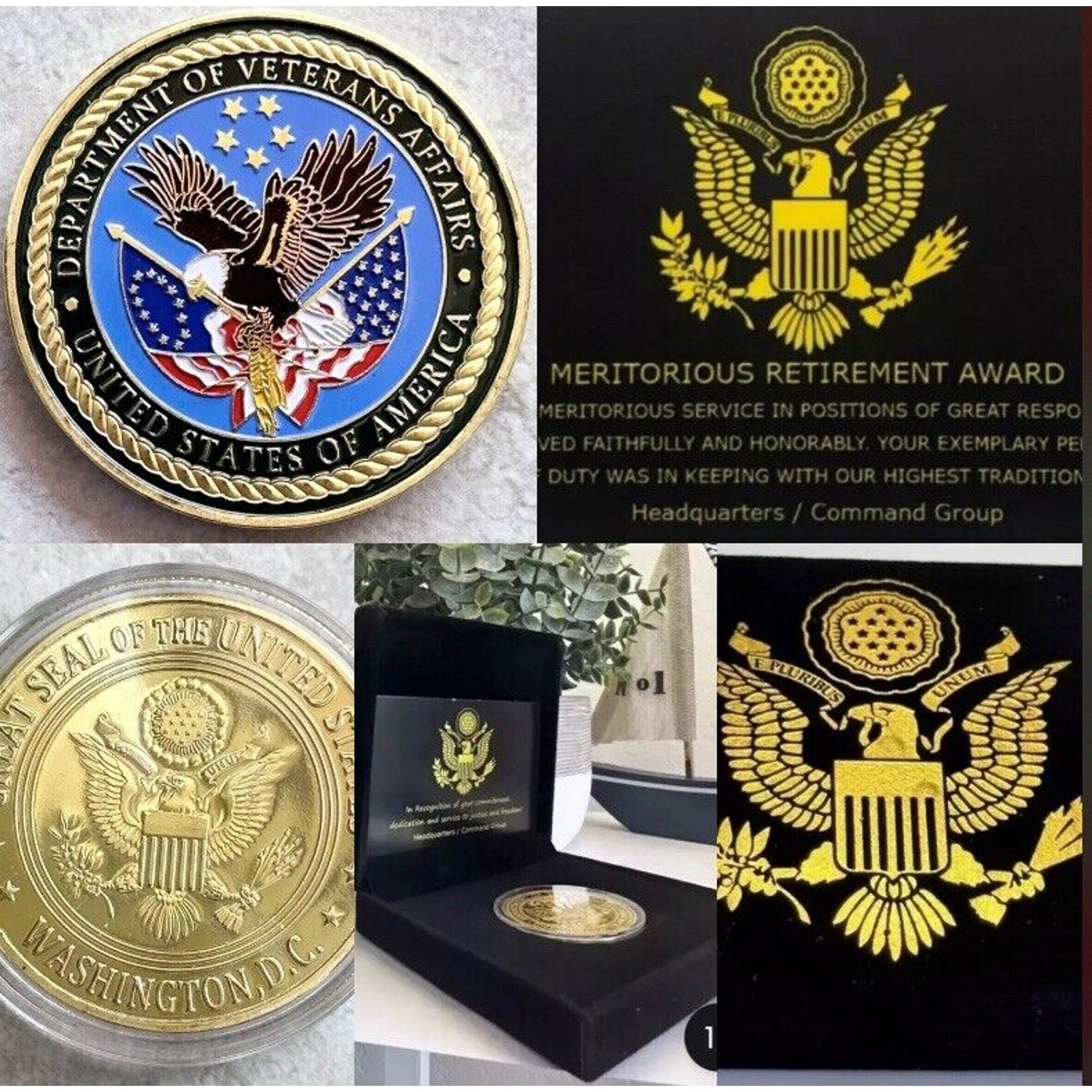 United States Department of Veterans Affairs Coin Retirement Award