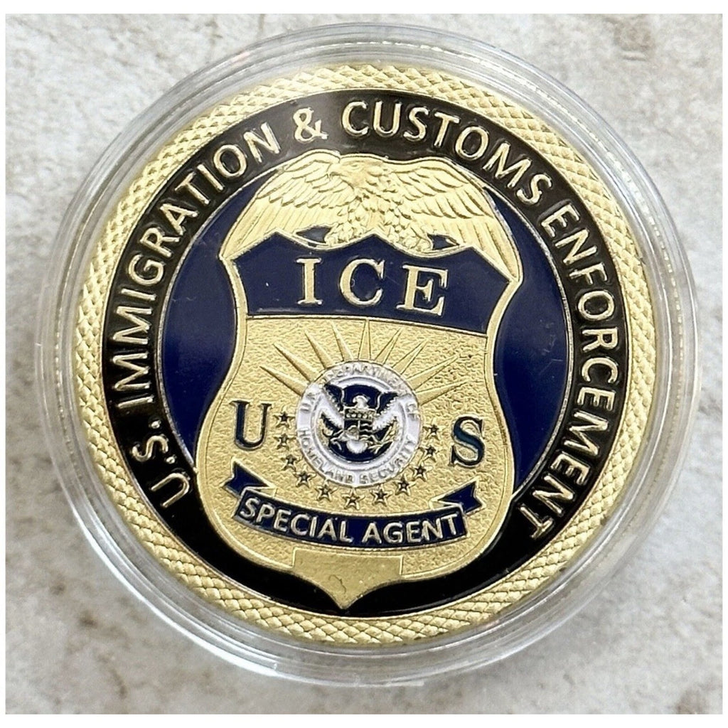 Challenge Coin ICE Special Agent With President Trump Case