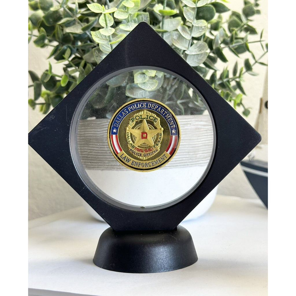 DALLAS TEXAS POLICE DEPARTMENT GOLD FINISH Challenge Coin 40mm New! With 3D Case
