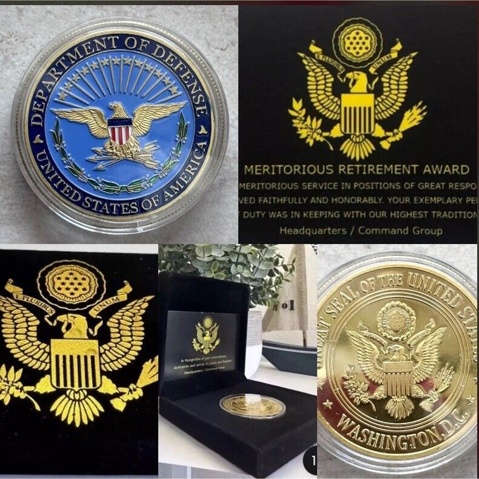 United States Department of Defense Challenge Coin Retirement Award