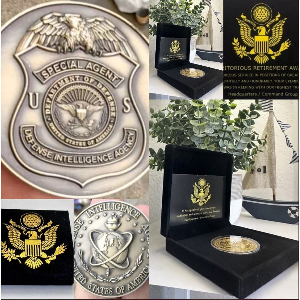 Defense Intelligence Agency DIA DoD Special Agent Coin W/ Retirement Award