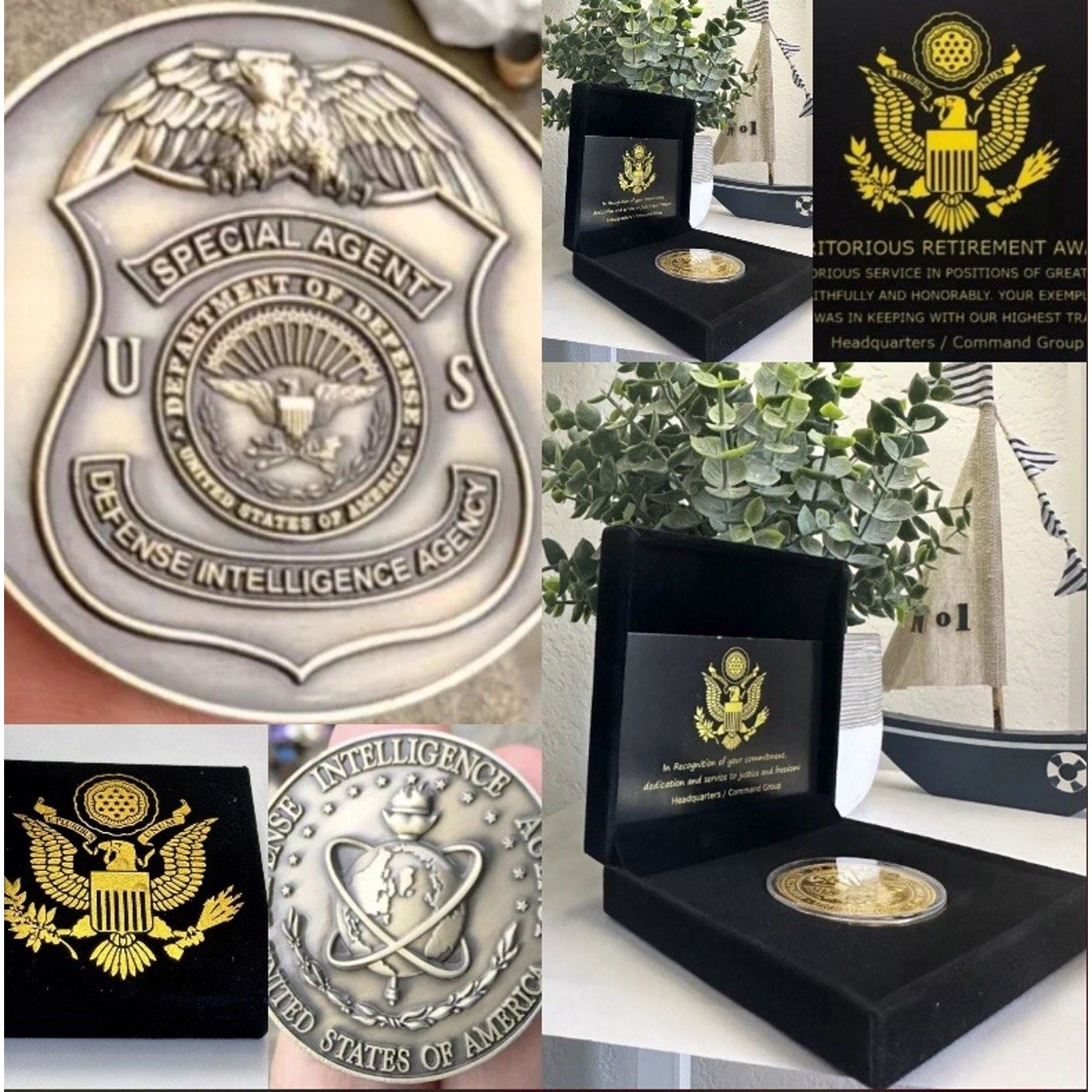 Defense Intelligence Agency DIA DoD Special Agent Coin W/ Retirement Award