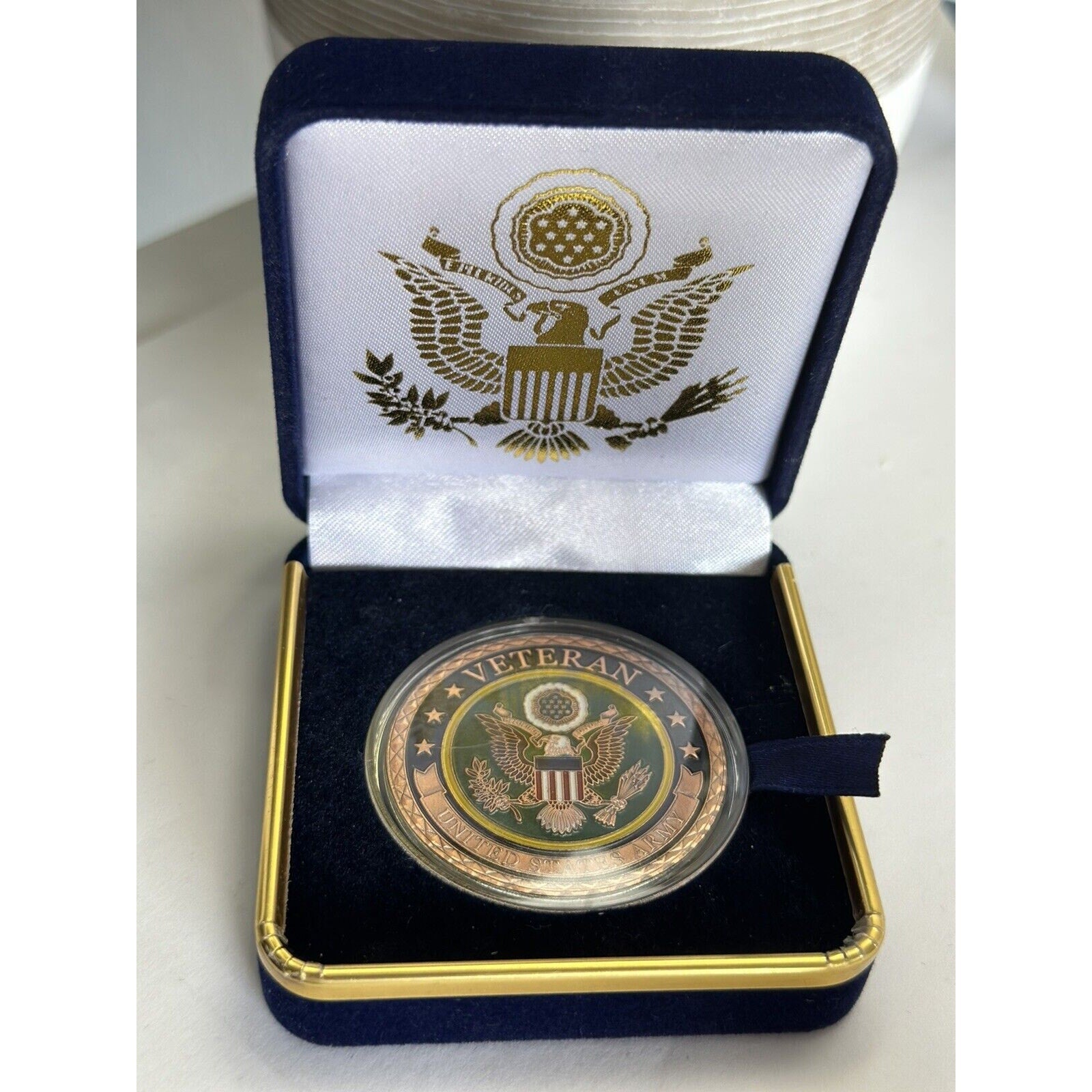 PROUD TO BE ARMY VETERAN Challenge Coin with Presentationt Box