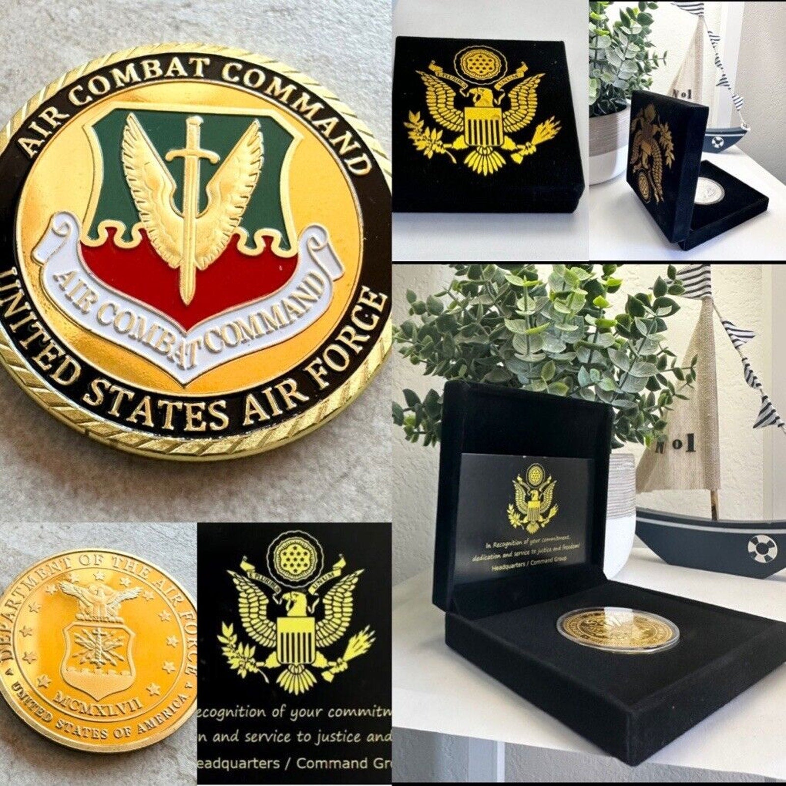 U S AIR FORCE AIR COMBAT COMMAND Challenge Coin With Special Velvet Case