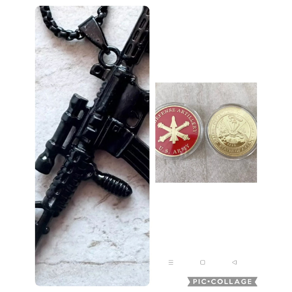 2pcs Air Defense Artillery U.S. Army Combat branch Challenge Coin And Dog Tag