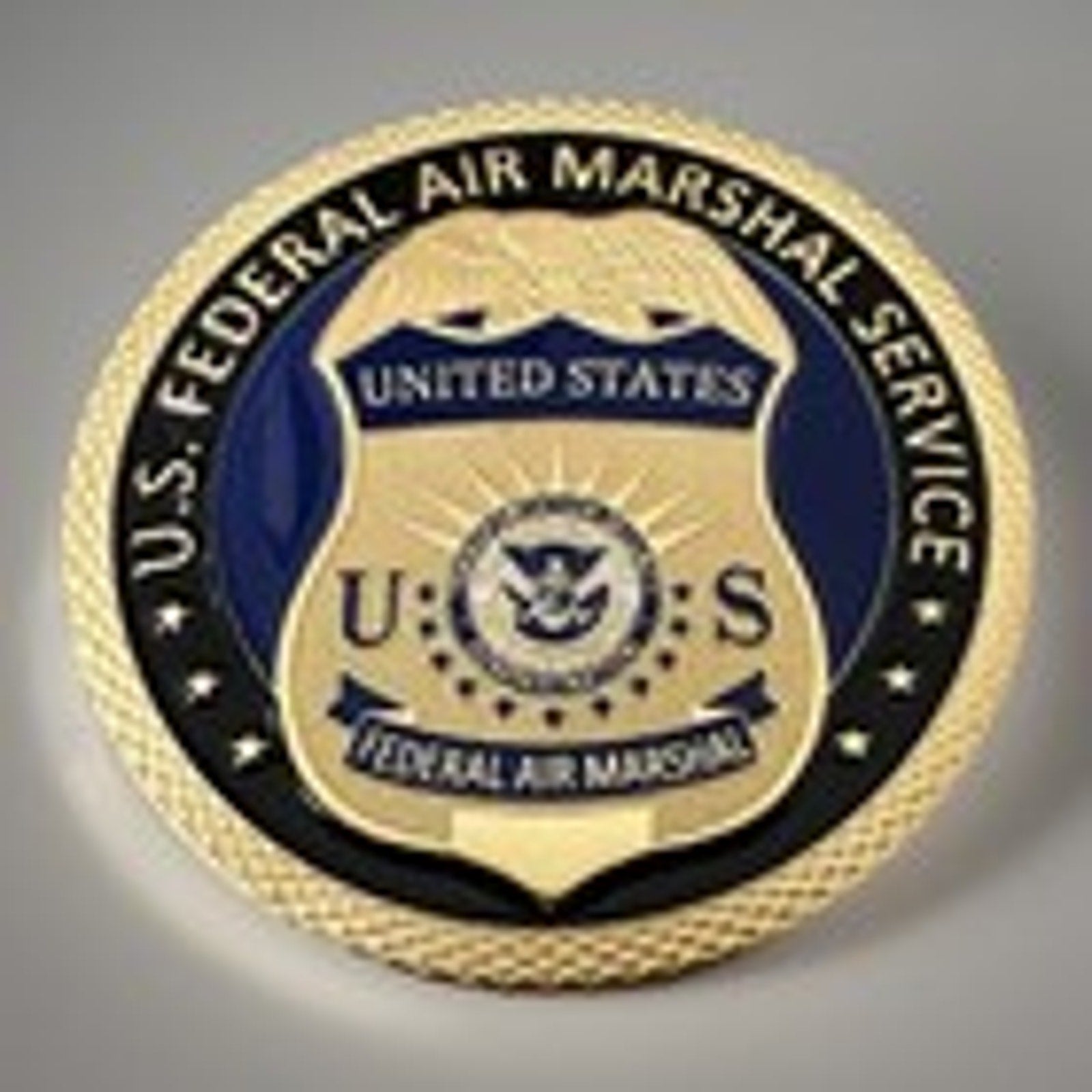 Copied - U S Federal Air Marshal Challenge Coin With Blue Velvet Case. Fast Shipping!