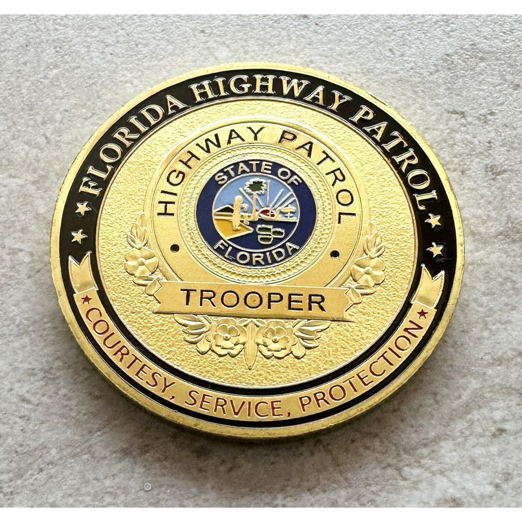 FLORIDA HIGHWAY PATROL Challenge Coin With Display Case