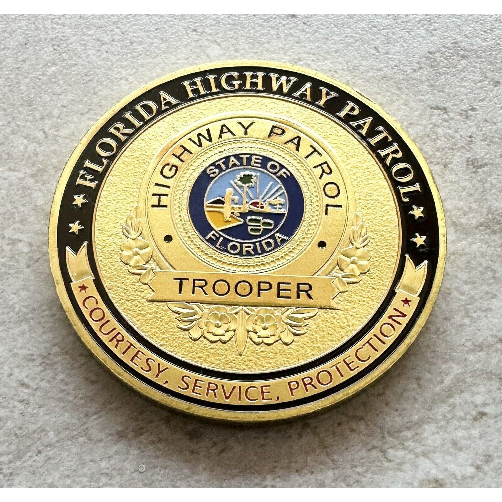 FLORIDA HIGHWAY PATROL Challenge Coin With Display Case