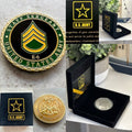 US ARMY Rank STAFF SERGEANT E-6 Challenge Coin with Case-US Military With Case