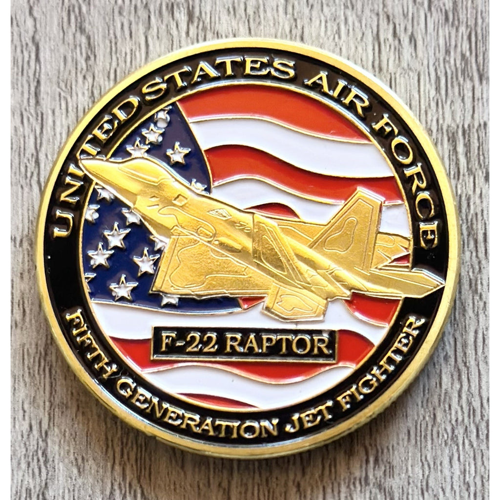 U S AIR FORCE F-22 RAPTOR Challenge Coin With Retirement Award