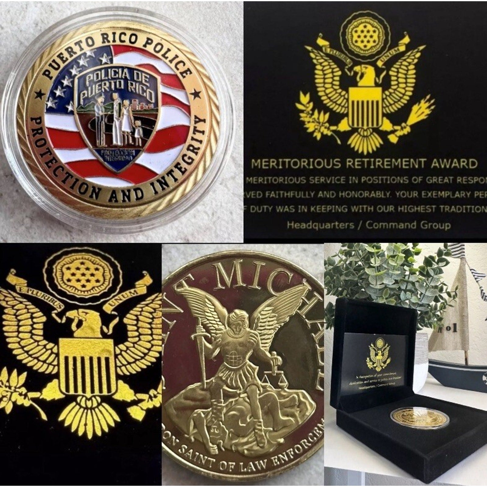 Puerto Rico Police coin Protection and Integrity With Retirement Award