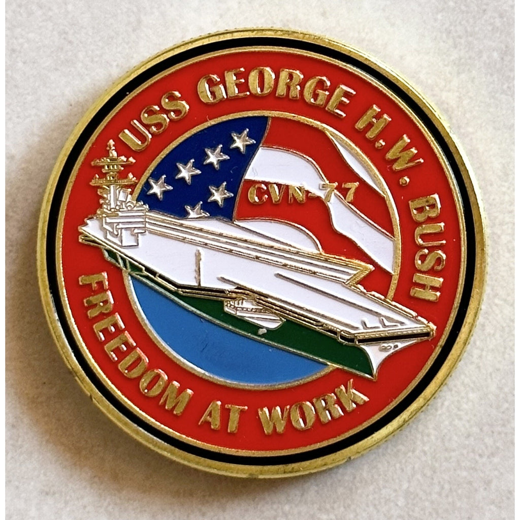 US NAVY USS GEORGE H.W. BUSH CVN-77 Challenge Coin USA w/ Retirement Award