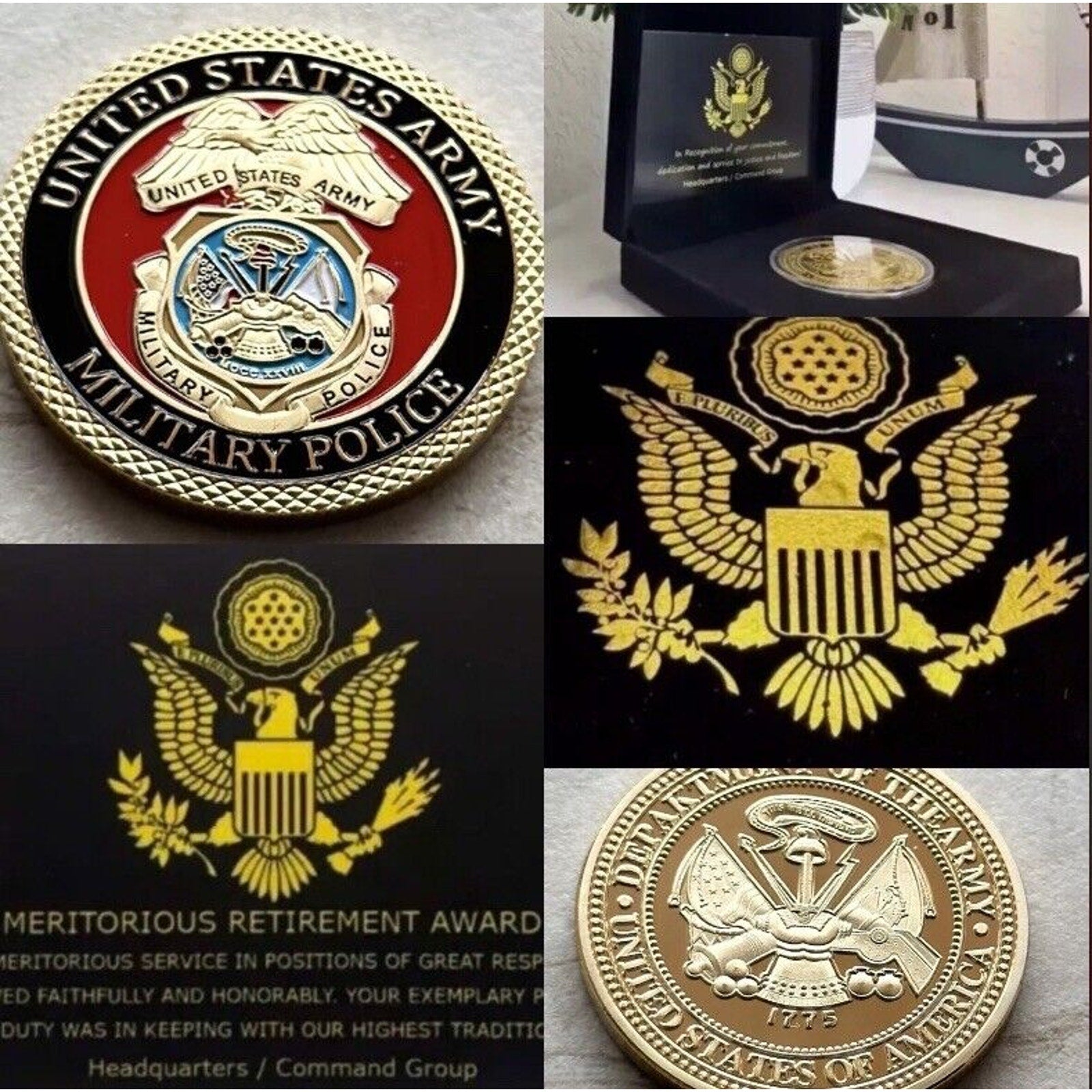 MP-Military Police Army Challenge Coin US Army With Retirement Award