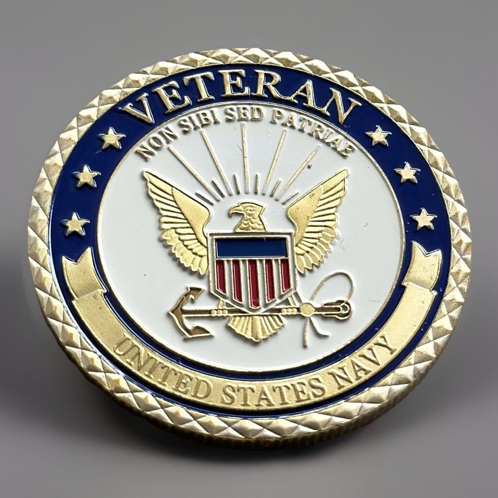 US NAVY VETERAN Challenge Coin With Black Velvet Case Retirement Award