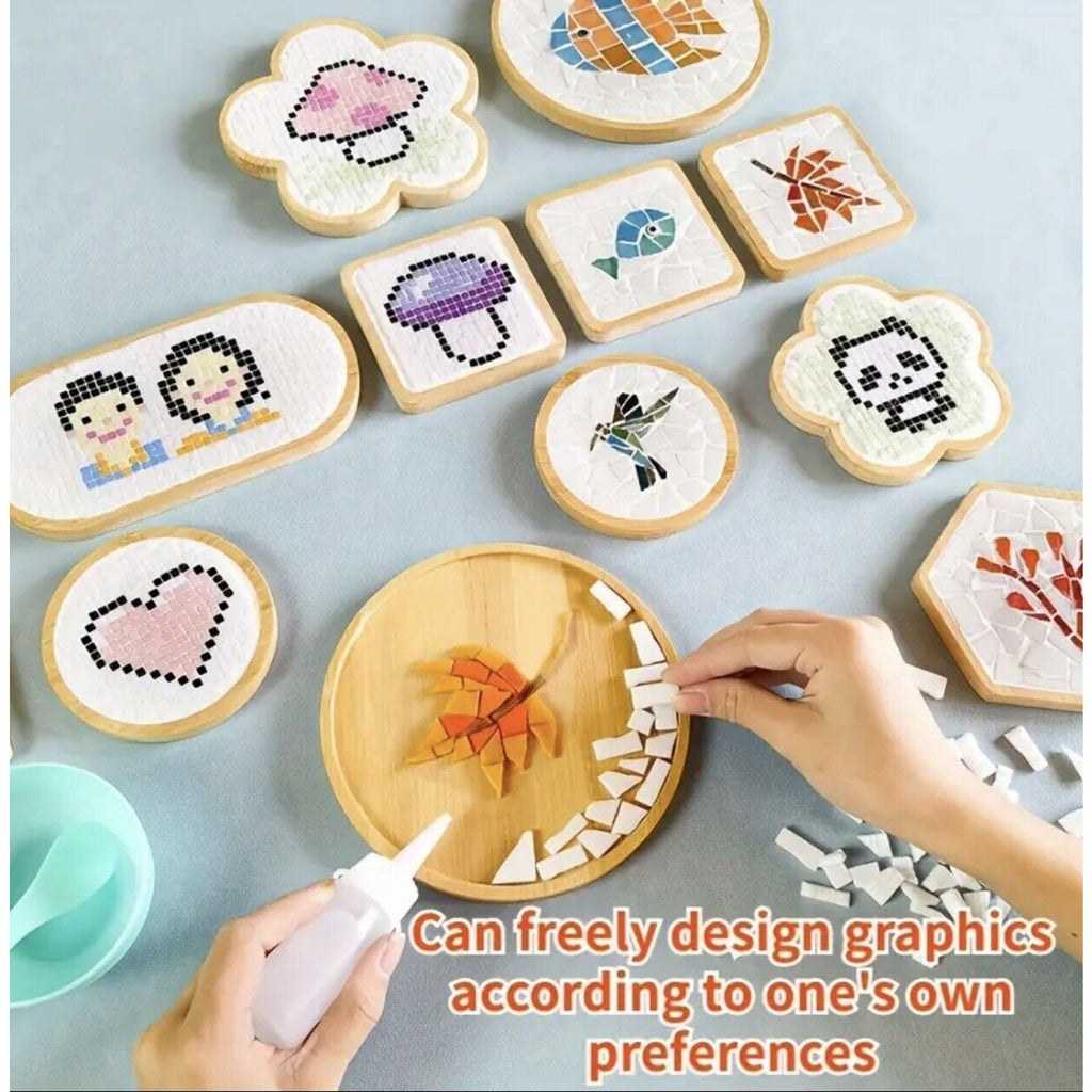 Mosaic Coaster Handmade Material Kit Bamboo Tableware Mat Craft Decor Toy DIY