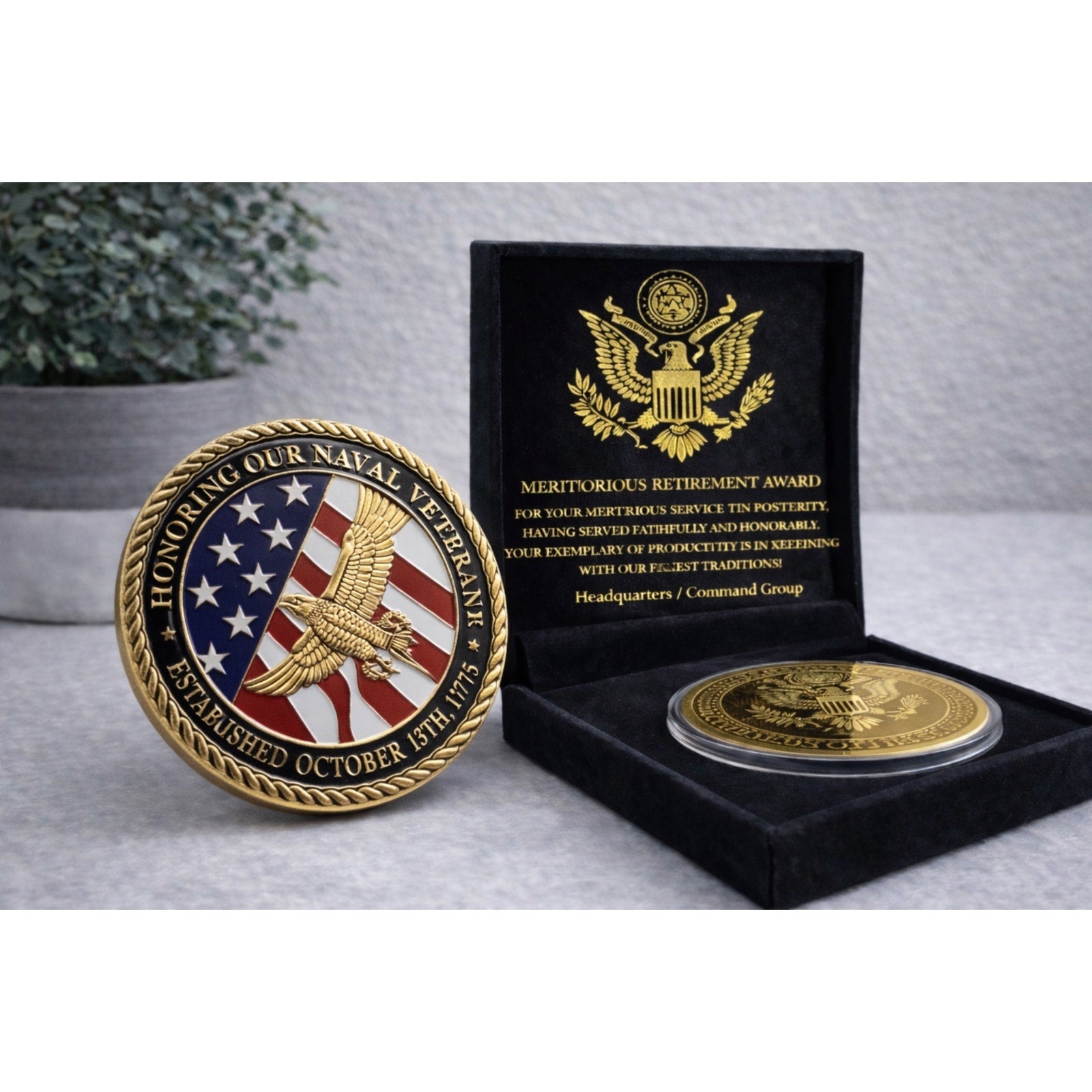 US NAVY USS PRESIDENT HARRY S. TRUMAN CVN-75 Challenge Coin w/ Retirement Award