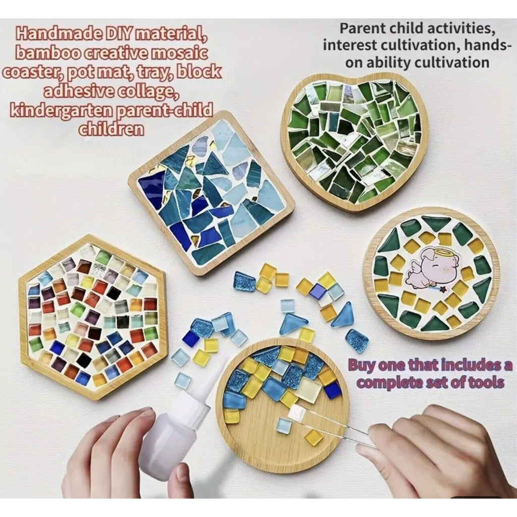 Mosaic Coaster Handmade Material Kit Bamboo Tableware Mat Craft Decor Toy DIY