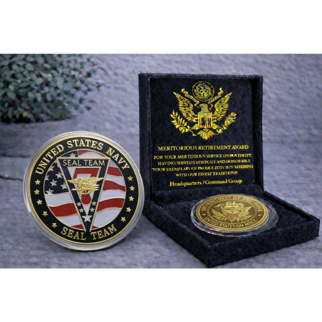 U.S. United States Navy | Seal Team Seven 7 | Gold Plated w/ Retirement Award