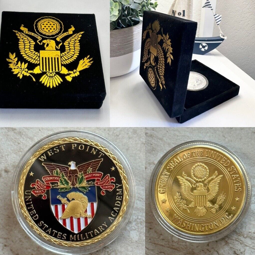 US West Point Military Academy Challenge Coin with special velvet Case