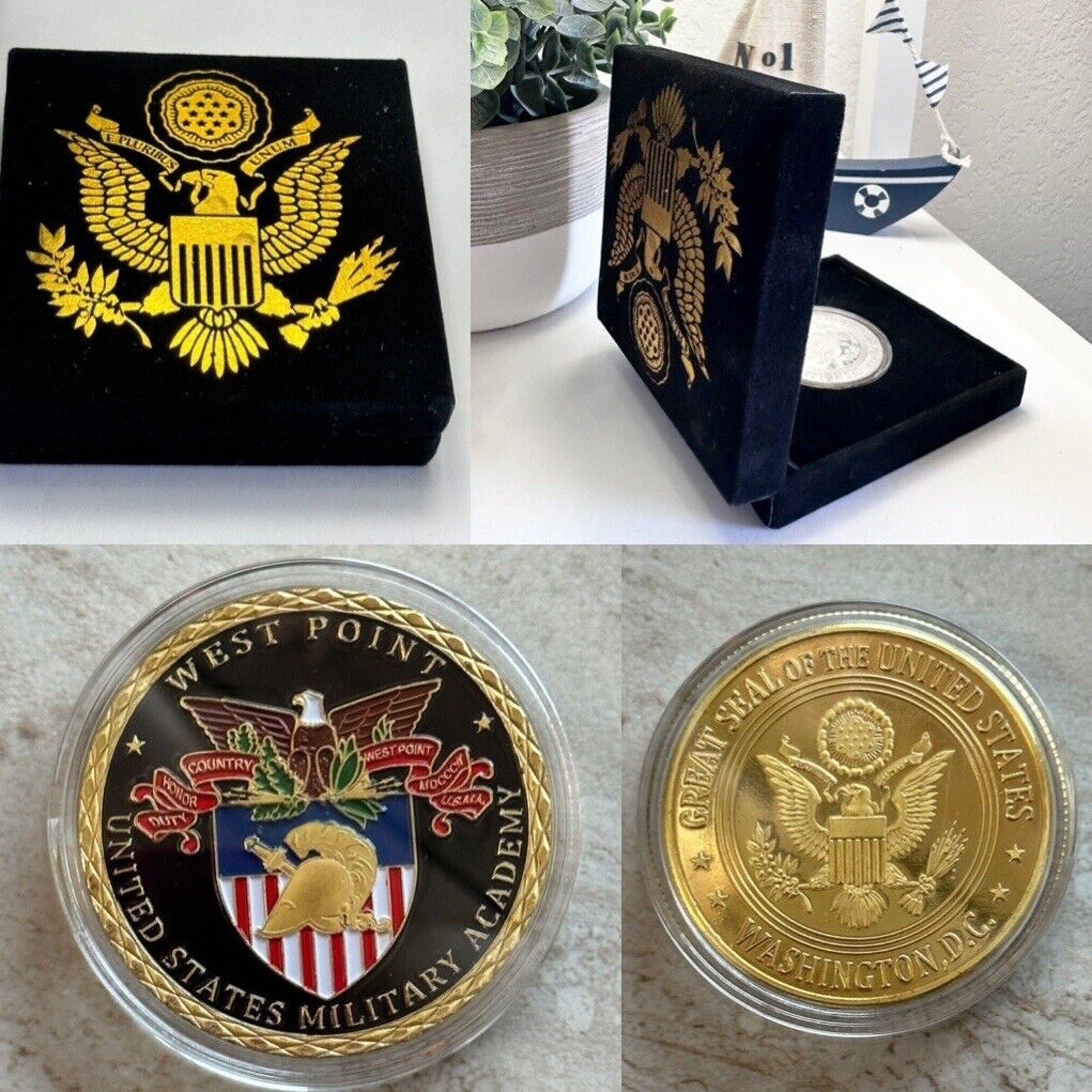 US West Point Military Academy Challenge Coin with special velvet Case