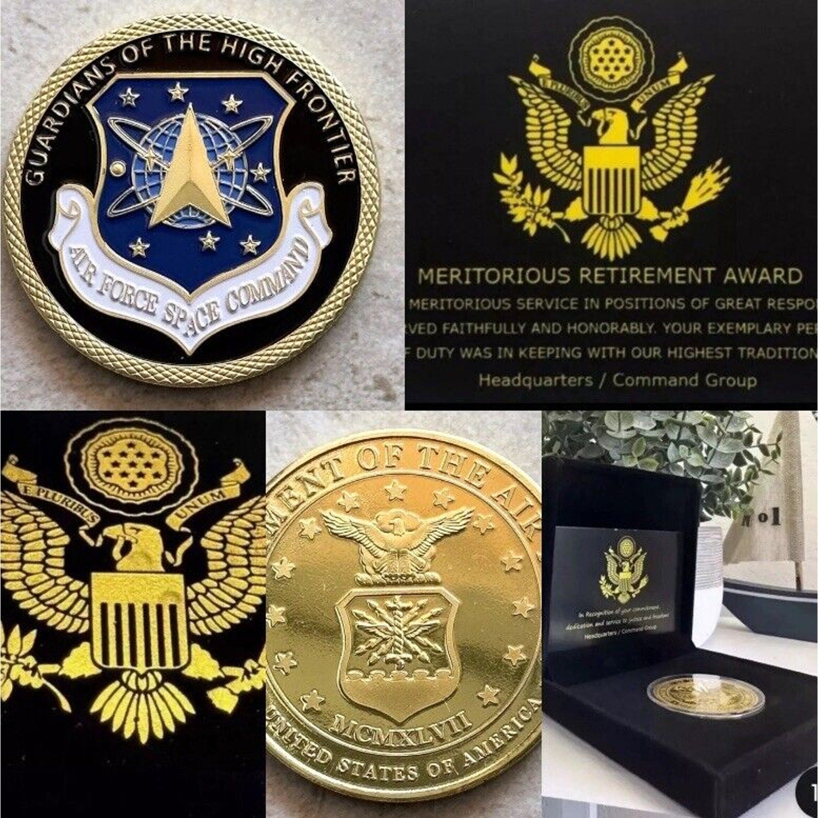 AIR FORCE SPACE COMMAND Challenge Coin With Retirement Award