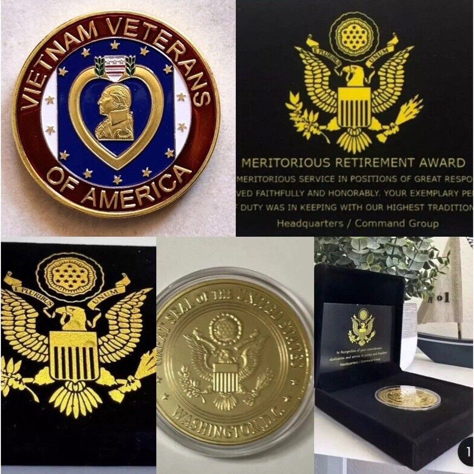 VIETNAM VETERANS OF AMERICA (Purple Heart) Challenge Coin Retirement Award