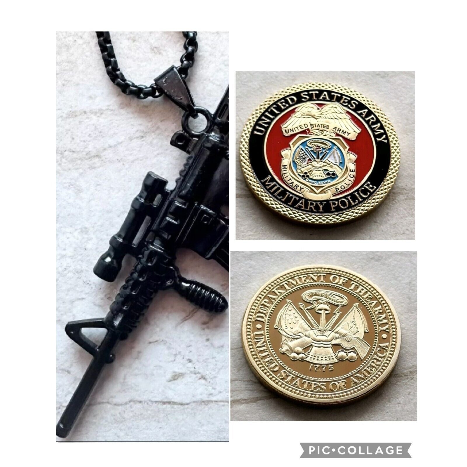 2pcs US ARMY MP Coin Military Police And Dog Tag