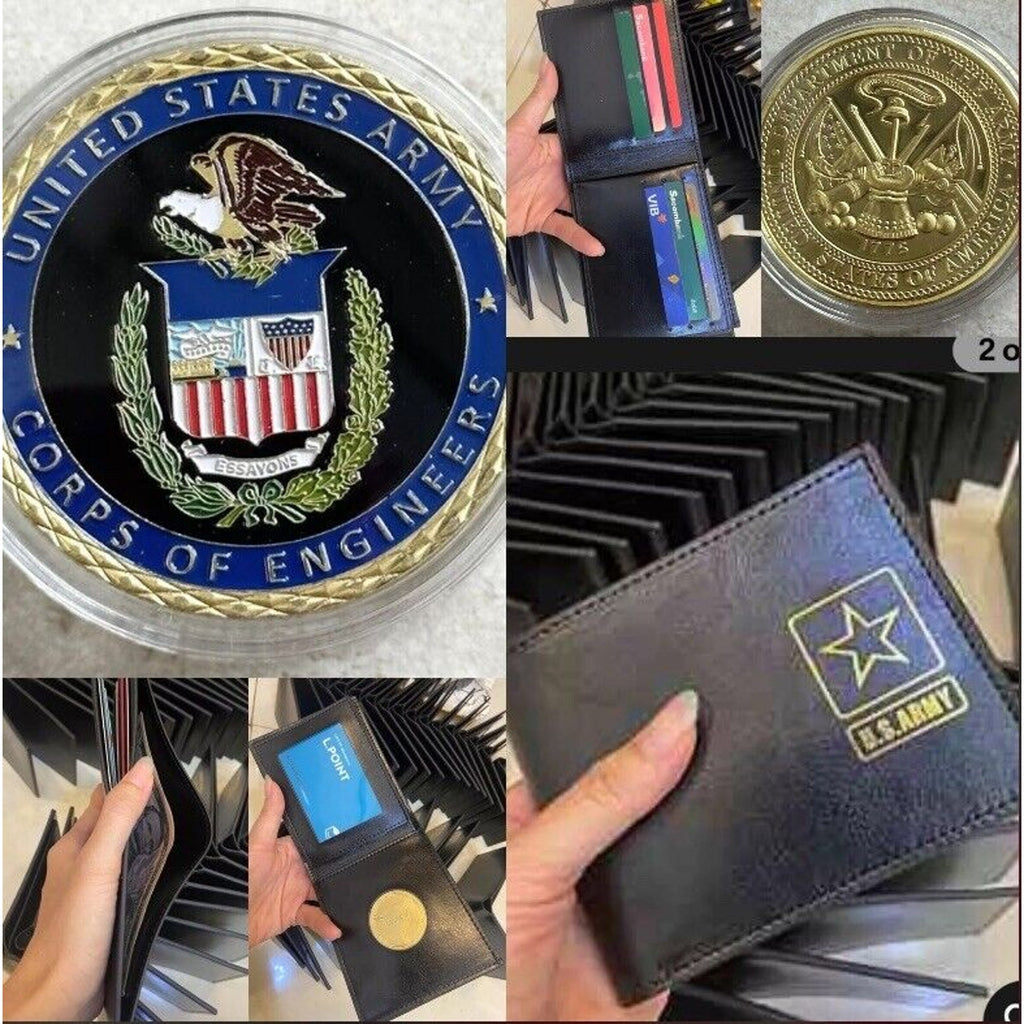 US ARMY Corps of Combat Engineers Branch With Credential coin holder wallet