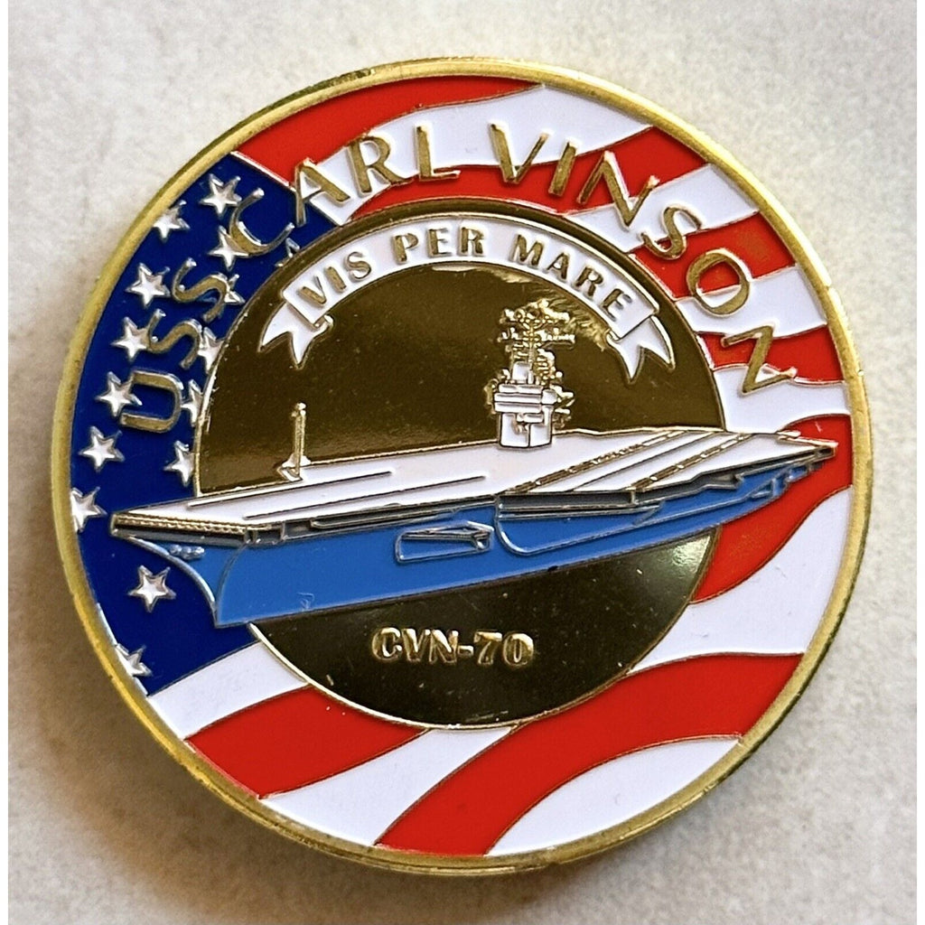 US NAVY - Naval USS CARL VINSON CVN-70 Coin With Velvet Presentation Case