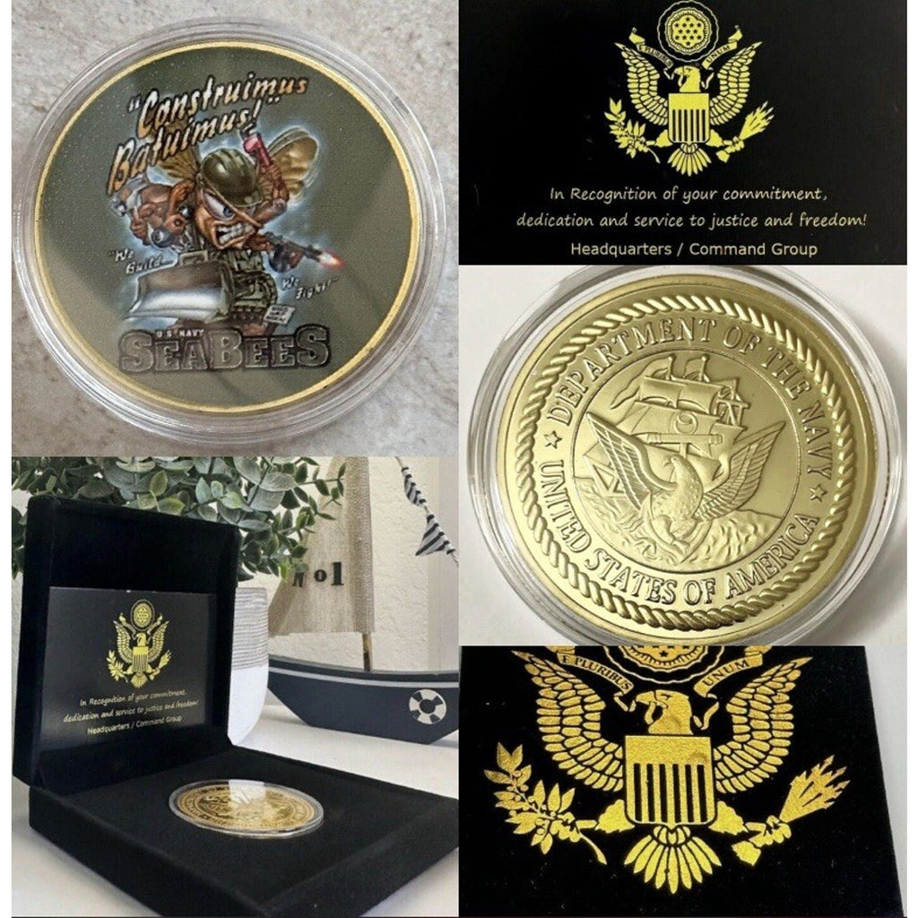 US Navy Seabees Coin We Build-We Fight With Retirement Award