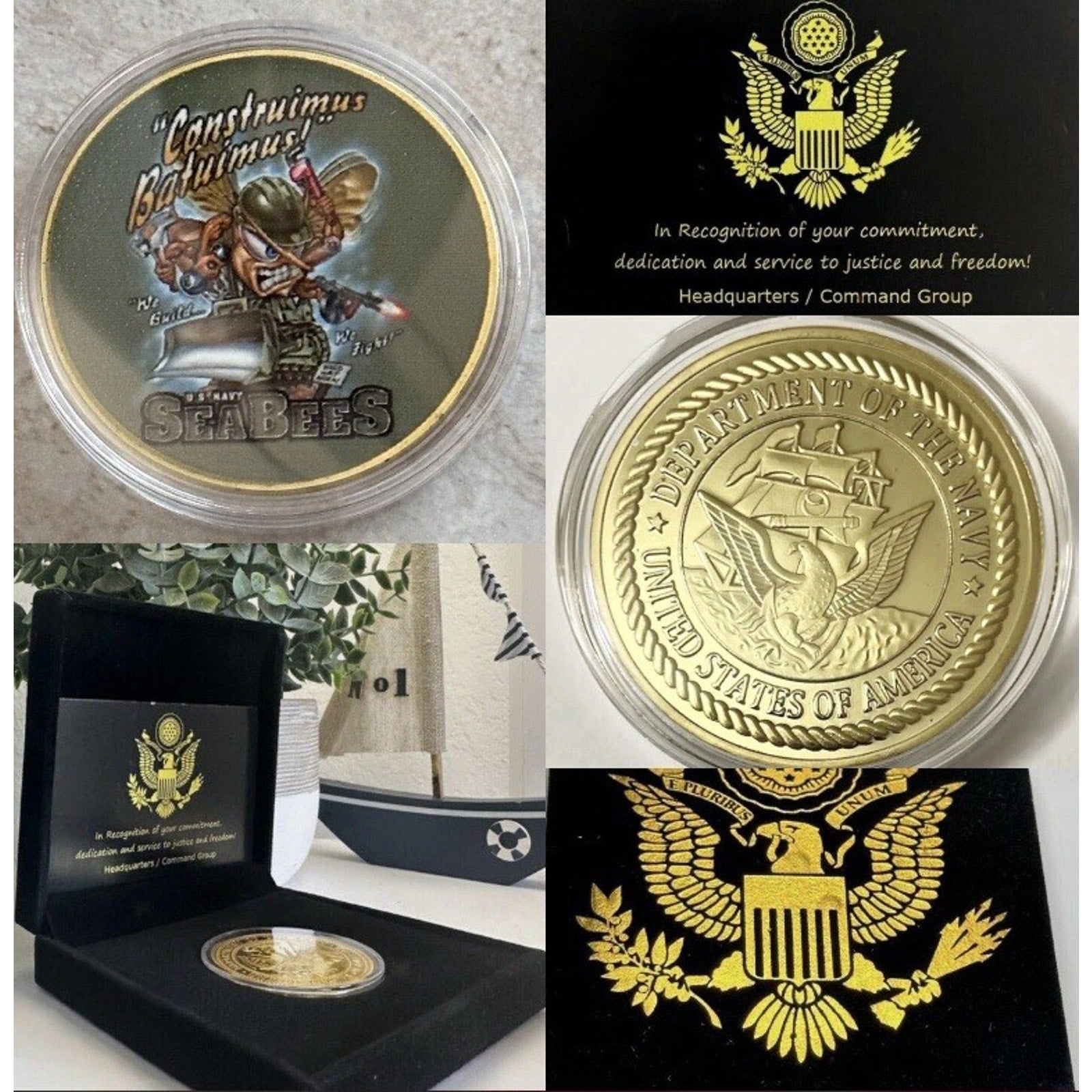 US Navy Seabees Coin We Build-We Fight With Retirement Award