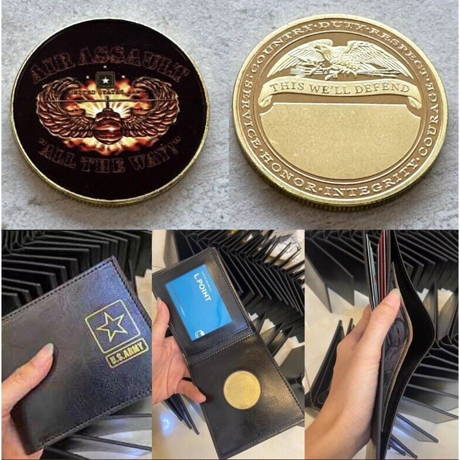 ARMY AIR ASSAULT US Army with Credential coin holder wallet